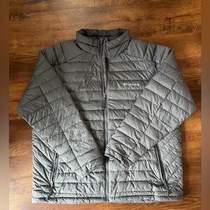 Columbia Omni-Heat Mens XXL Gray Puffer Jacket Duck Down Insulated Full Zip
